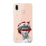 Manitoba Huawei P20 Lite Uyumlu Heykel Tasarımlı Şeffaf Telefon Kılıfı, Silikon, Çok Renkli