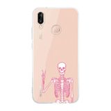 Manitoba Huawei P20 Lite Uyumlu İskelet Tasarımlı Şeffaf Telefon Kılıfı, Silikon, Çok Renkli