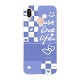Manitoba Huawei P20 Lite Uyumlu Just Love Life Tasarımlı Şeffaf Telefon Kılıfı, Çok Renkli