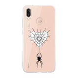 Manitoba Huawei P20 Lite Uyumlu Kalp Örümcek Ağı Tasarımlı Şeffaf Telefon Kılıfı
