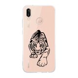 Manitoba Huawei P20 Lite Uyumlu Kaplan Tasarımlı Baskılı Şeffaf Telefon Kılıfı