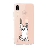 Manitoba Huawei P20 Lite Uyumlu Kedi Tasarımlı Baskılı Şeffaf Telefon Kılıfı