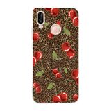 Manitoba Huawei P20 Lite Uyumlu Leopar ve Kiraz Tasarımlı Baskılı Şeffaf Telefon Kılıfı