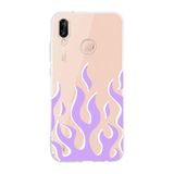 Manitoba Huawei P20 Lite Uyumlu Lila Alev Tasarımlı Şeffaf Telefon Kılıfı