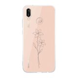 Manitoba Huawei P20 Lite Uyumlu Minimal Çiçek Tasarımlı Şeffaf Telefon Kılıfı