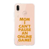 Manitoba Huawei P20 Lite Uyumlu Mom I Can't Pause Tasarımlı Şeffaf Telefon Kılıfı, Silikon, Çok Renkli