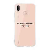 Manitoba Huawei P20 Lite Uyumlu My Social Battery Tasarımlı Şeffaf Telefon Kılıfı, Çok Renkli