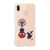 Manitoba Huawei P20 Lite Uyumlu Örümcek Adam Tasarımlı Şeffaf Telefon Kılıfı, Silikon, Çok Renkli