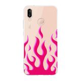 Manitoba Huawei P20 Lite Uyumlu Pembe Alev Tasarımlı Şeffaf Telefon Kılıfı