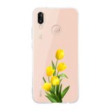Manitoba Huawei P20 Lite Uyumlu Sarı Lale Tasarımlı Şeffaf Telefon Kılıfı