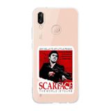 Manitoba Huawei P20 Lite Uyumlu Scarface Tasarımlı Şeffaf Telefon Kılıfı, Silikon, Çok Renkli