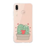 Manitoba Huawei P20 Lite Uyumlu Sevimli Kaktüsler Tasarımlı Şeffaf Telefon Kılıfı, Silikon, Çok Renkli