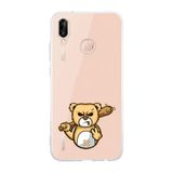 Manitoba Huawei P20 Lite Uyumlu Sinirli Ayı Tasarımlı Şeffaf Silikon Telefon Kılıfı, Çok Renkli
