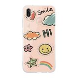 Manitoba Huawei P20 Lite Uyumlu Smile Tasarımlı Şeffaf Telefon Kılıfı, Çok Renkli