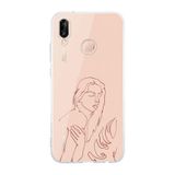 Manitoba Huawei P20 Lite Uyumlu Soyut Sanat Tasarımlı Şeffaf Telefon Kılıfı, Silikon, Çok Renkli