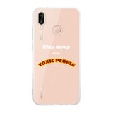 Manitoba Huawei P20 Lite Uyumlu Stay Away Tasarımlı Şeffaf Telefon Kılıfı, Çok Renkli