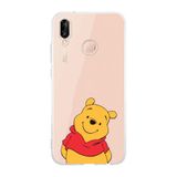 Manitoba Huawei P20 Lite Uyumlu Winnie Ayı Tasarımlı Şeffaf Silikon Telefon Kılıfı, Çok Renkli