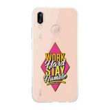 Manitoba Huawei P20 Lite Uyumlu Work Hard Tasarımlı Baskılı Şeffaf Telefon Kılıfı