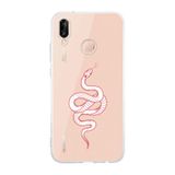 Manitoba Huawei P20 Lite Uyumlu Yılan Tasarımlı Şeffaf Telefon Kılıfı, Silikon, Çok Renkli