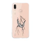 Manitoba Huawei P20 Lite Uyumlu Yıldırım Tasarımlı Baskılı Şeffaf Telefon Kılıfı