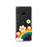 Manitoba Huawei P30 Lite Uyumlu Baskılı Yumuşak Silikon Şeffaf Telefon Kılıfı, Gökkuşağı ve Çiçek Deseni