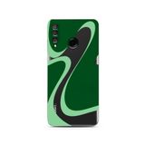 Manitoba Huawei P30 Lite Uyumlu Desen Tasarımlı Baskılı Şeffaf Telefon Kılıfı, Yeşil-Siyah