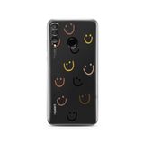 Manitoba Huawei P30 Lite Uyumlu Gülen Yüzler Tasarımlı Baskılı Şeffaf Telefon Kılıfı, Çok Renkli