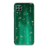 Manitoba Huawei P40 Lite ile Uyumlu Baskılı Yumuşak Silikon Şeffaf Telefon Kılıfı, Yeşil Çiçek Deseni