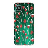 Manitoba Huawei P40 Lite ile Uyumlu Baskılı Yumuşak Silikon Telefon Kılıfı, Çiçek Desen, Yeşil