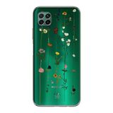 Manitoba Huawei P40 Lite ile Uyumlu Çiçekler Tasarımlı Baskılı Şeffaf Silikon Telefon Kılıfı, Yeşil