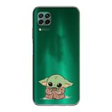 Manitoba Huawei P40 Lite Uyumlu Baby Yoda Tasarımlı Baskılı Şeffaf Telefon Kılıfı, Yeşil