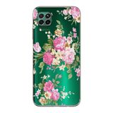 Manitoba Huawei P40 Lite Uyumlu Baskılı Yumuşak Silikon Şeffaf Telefon Kılıfı, Çiçek Desen, Yeşil