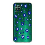 Manitoba Huawei P40 Lite Uyumlu Baskılı Yumuşak Silikon Şeffaf Telefon Kılıfı, Nazar Boncuğu Deseni, Yeşil