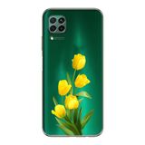 Manitoba Huawei P40 Lite Uyumlu Baskılı Yumuşak Silikon Telefon Kılıfı, Yeşil, Sarı Çiçek Deseni