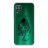 Manitoba Huawei P40 Lite Uyumlu Kaplan Tasarımlı Baskılı Şeffaf Telefon Kılıfı, Yeşil