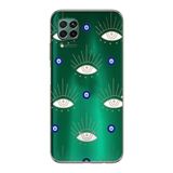 Manitoba Huawei P40 Lite Uyumlu Nazar Boncuğu Tasarımlı Baskılı Şeffaf Telefon Kılıfı, Yeşil