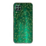 Manitoba Huawei P40 Lite Uyumlu Yapraklar Tasarımlı Baskılı Şeffaf Telefon Kılıfı, Yeşil