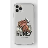 Manitoba iPhone 11 Pro Max Uyumlu Criminal Money Tasarımlı Şeffaf Telefon Kılıfı