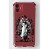 Manitoba iPhone 11 Uyumlu Baskılı Yumuşak Silikon Şeffaf Telefon Kılıfı, Kırmızı, St. Michael Archangel Carmelite Desen