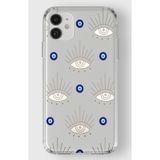 Manitoba iPhone 11 Uyumlu Nazar Boncuğu Tasarımlı Baskılı Şeffaf Silikon Telefon Kılıfı