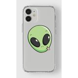 Manitoba iPhone 12/12 Pro Uyumlu Baskılı Yumuşak Silikon Şeffaf Telefon Kılıfı, Yeşil Alien Desen