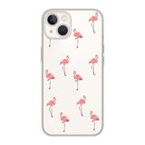 Manitoba iPhone 13 Mini Uyumlu Baskılı Yumuşak Silikon Şeffaf Telefon Kılıfı, Flamingo Deseni