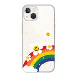 Manitoba iPhone 13 Mini Uyumlu Baskılı Yumuşak Silikon Şeffaf Telefon Kılıfı, Gökkuşağı ve Smiley Desen