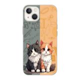 Manitoba iPhone 13 Mini Uyumlu Baskılı Yumuşak Silikon Şeffaf Telefon Kılıfı, Kedi Deseni