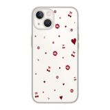 Manitoba iPhone 13 Mini Uyumlu Baskılı Yumuşak Silikon Şeffaf Telefon Kılıfı, Kırmızı Desen