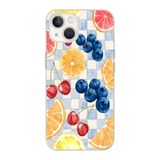 Manitoba iPhone 13 Mini Uyumlu Baskılı Yumuşak Silikon Şeffaf Telefon Kılıfı, Meyve Deseni