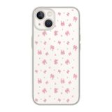 Manitoba iPhone 13 Mini Uyumlu Baskılı Yumuşak Silikon Şeffaf Telefon Kılıfı, Pembe Çiçek Desen