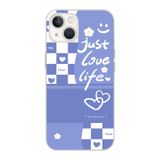Manitoba iPhone 13 Mini Uyumlu Just Love Life Tasarımlı Şeffaf Telefon Kılıfı, Mavi