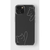 Manitoba iPhone 13 Mini Uyumlu Kediler Tasarımlı Baskılı Şeffaf Telefon Kılıfı