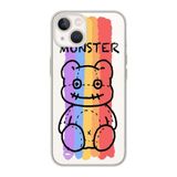 Manitoba iPhone 13 Mini Uyumlu Monster Tasarımlı Şeffaf Telefon Kılıfı, Çok Renkli